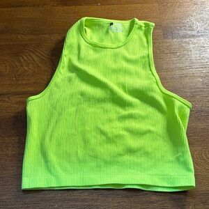 Ribbed Vibrant Lime Yellow Tank Top